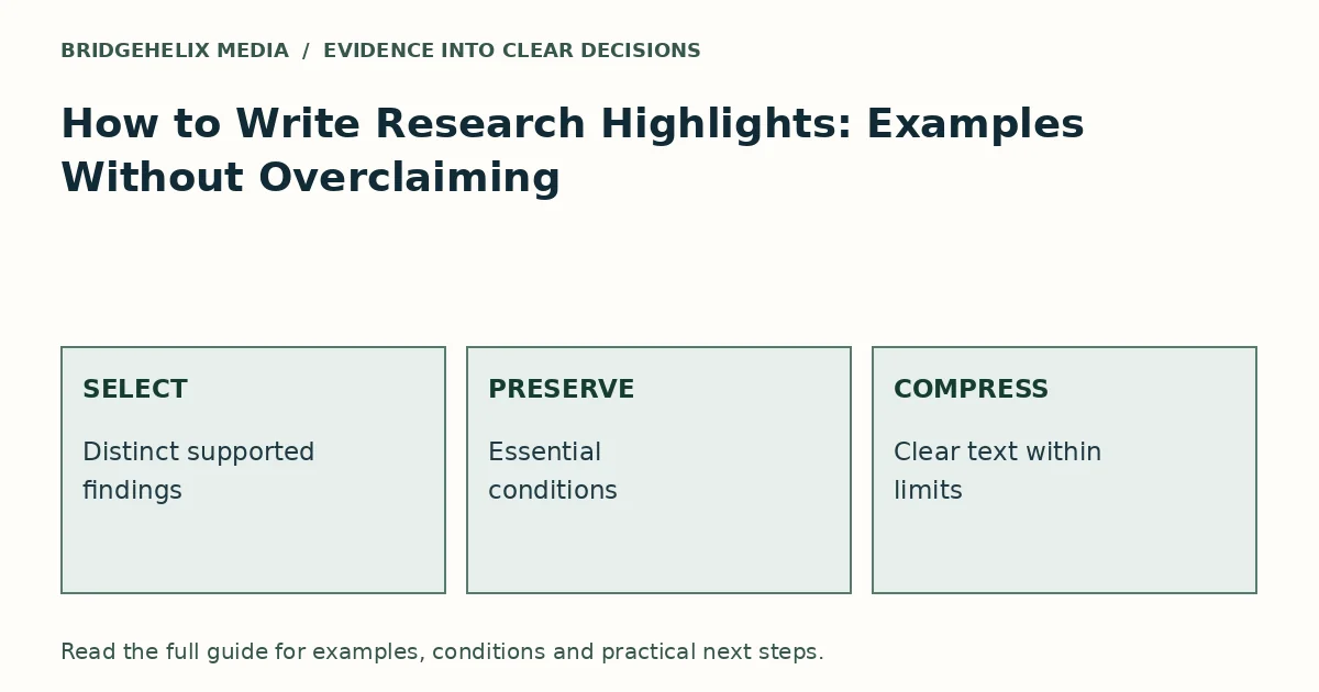 Evidence framework for How to Write Research Highlights: Examples Without Overclaiming