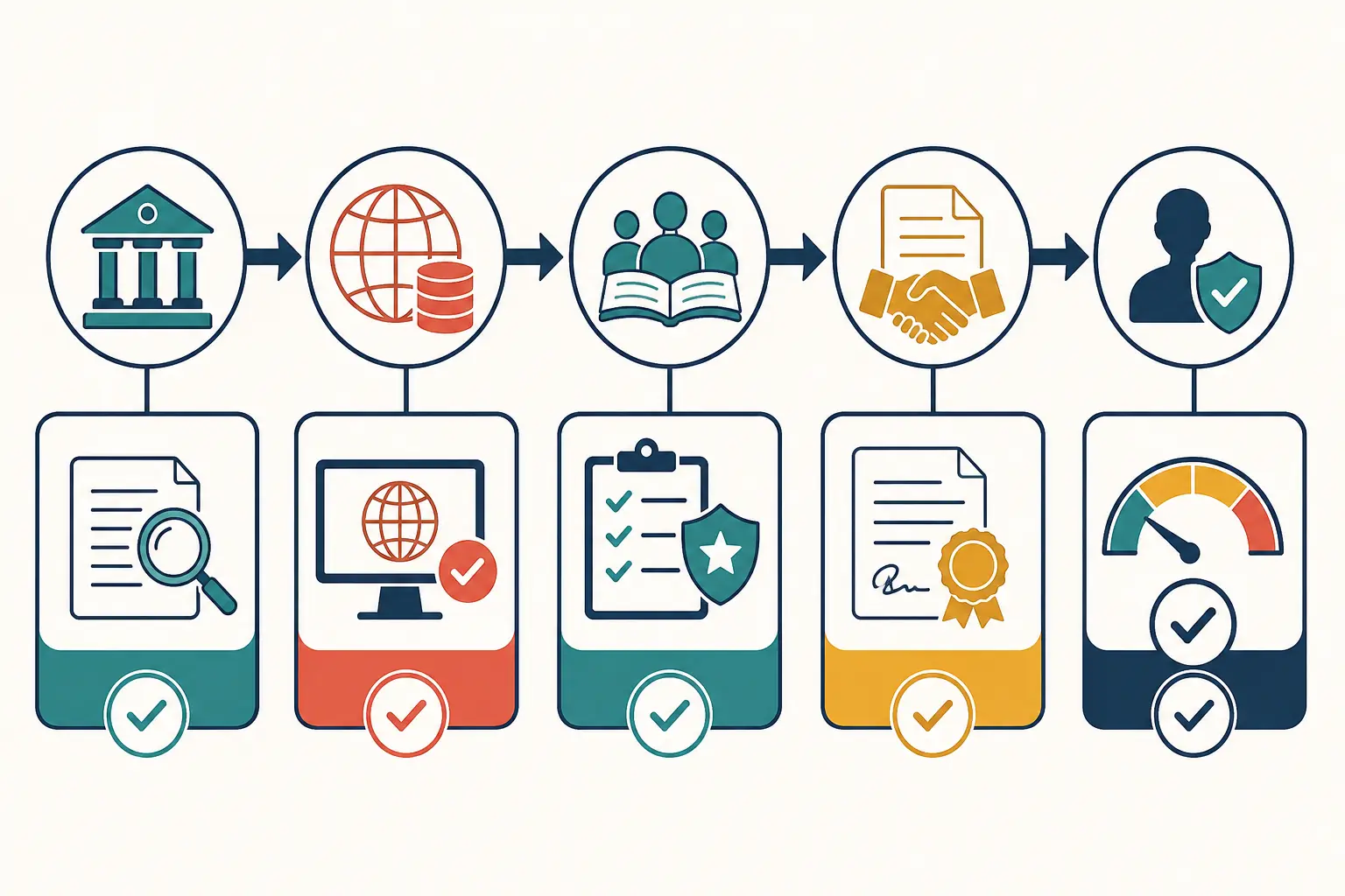 Journal verification checkpoints covering identity, live indexing status, editorial conduct, publication terms and author risk