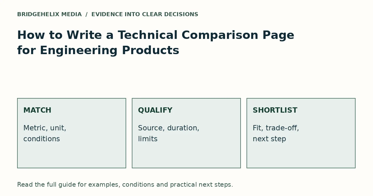 Evidence framework for How to Write a Technical Comparison Page for Engineering Products