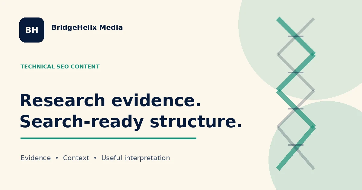 BridgeHelix visual showing research evidence being reorganised into search-ready content