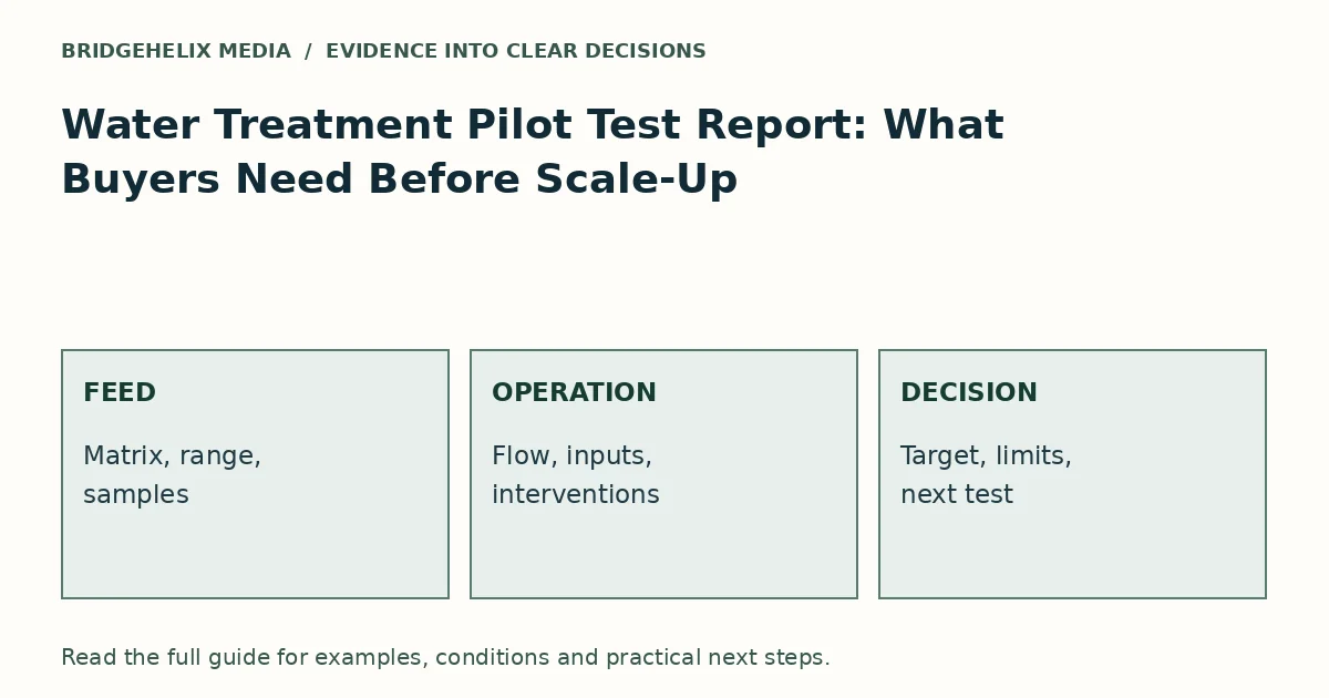 Evidence framework for Water Treatment Pilot Test Report: What Buyers Need Before Scale-Up