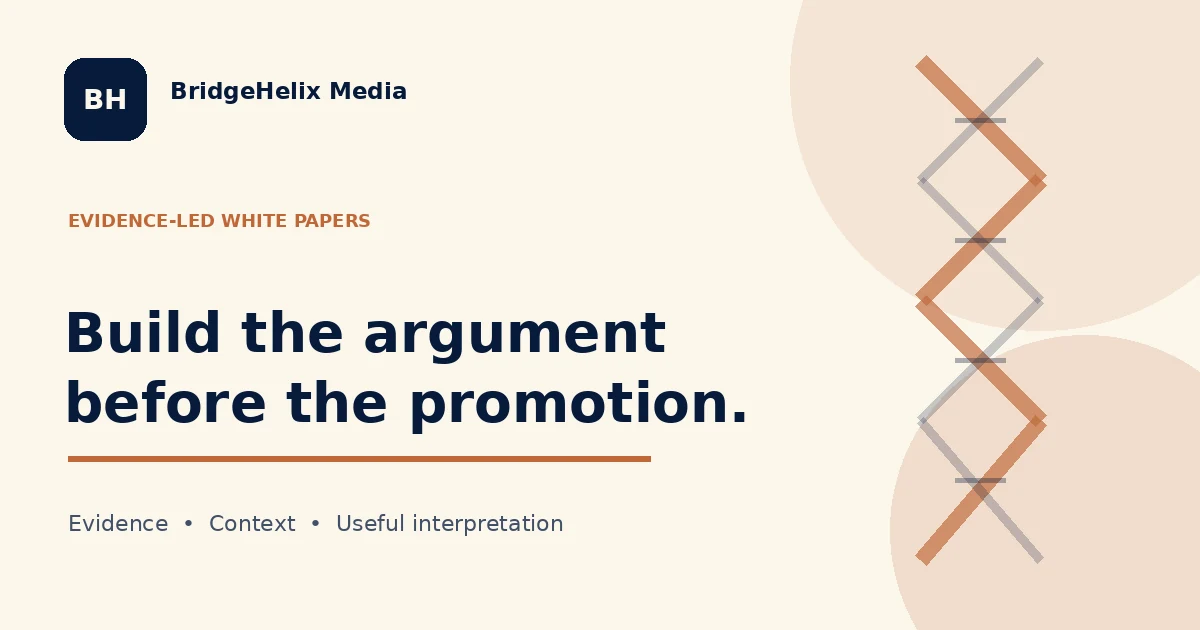 BridgeHelix visual showing that a technical white paper should build the argument before promoting a solution